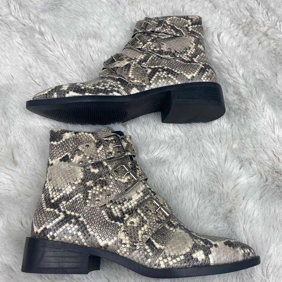 NEW STEVEN NEW YORK Harmon Triple Buckle Animal snake Print Boot booties 8.5 - Picture 6 of 15